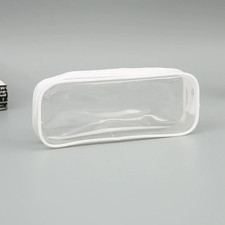 Solid Color Transparent Waterproof Pencil Case Large Capacity Makeup School