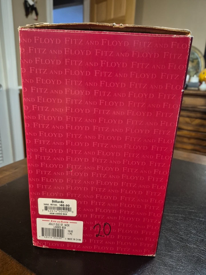 Fitz And Floyd Jolly Ole St. Nick Caja con Tapa Tarro de Caramelos de Santa con Caja de 8" Usado en Excelente Condición Foto 3 de 4