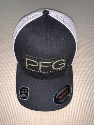 Columbia PFG Fitted Hat Mesh Back Size L/Xl Dark Gray &White W/Matte Gold Logo