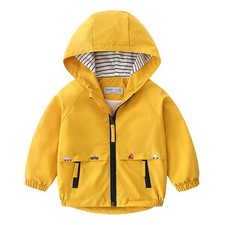 Toddler Boys Windbreaker Casual Outerwear Kids, Lightweight Zip Hooded Jacket