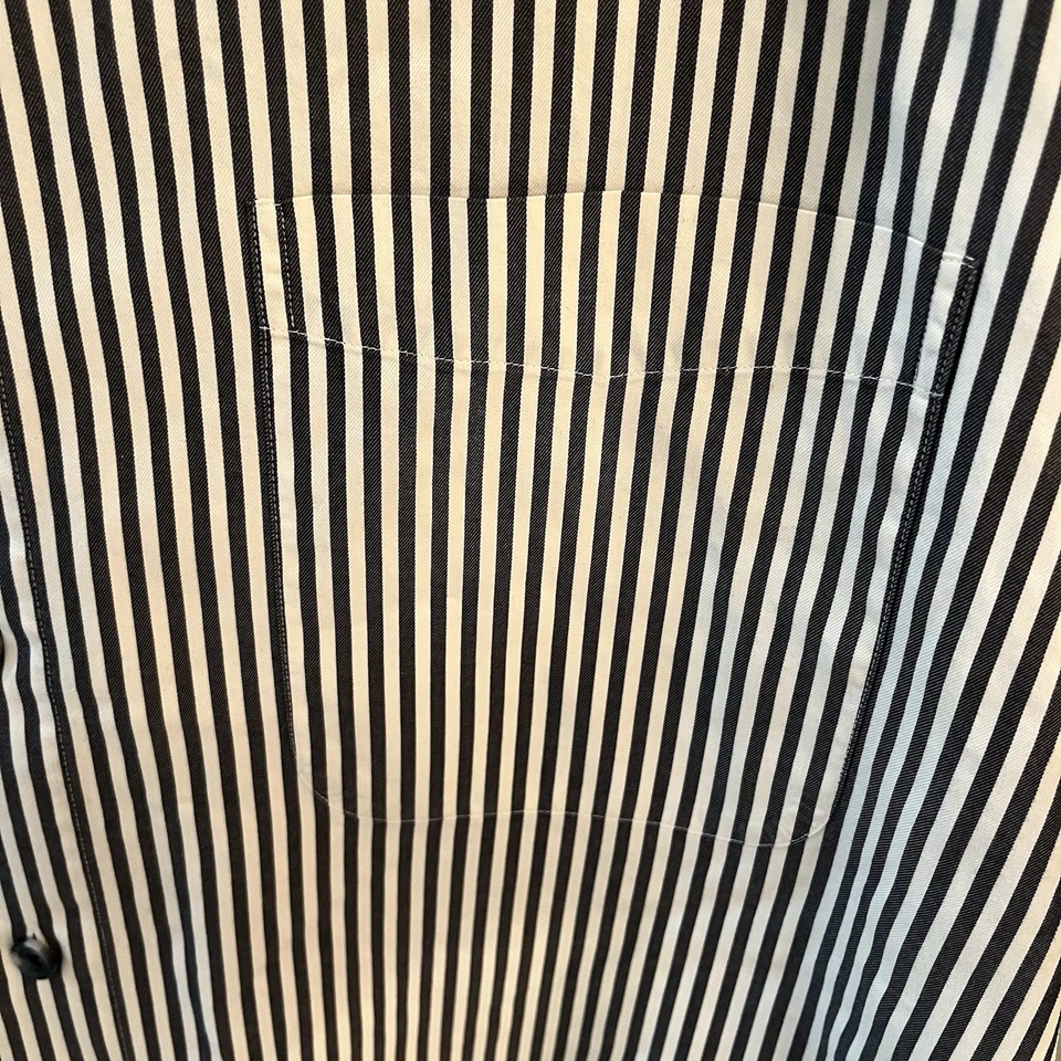 Camisa de Vestir Marshall Field’s Hombre XXL 2XL Gris Nogal Rayas Abotonadas Extendidas Foto 3 de 4