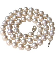 16" Inch Choker Genuine Cultured Freshwater 8-9mm ROUND White Pearl Necklace