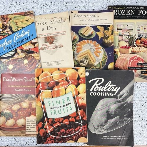 Lot of 7 Vintage Cook Books Recipe Booklets Frozen Food Cake Soup Fruit