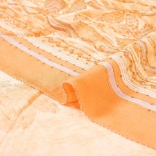 Sanskriti Vintage Saree Peach Pure Crepe Hand Beaded-Floral Printed 5.5 YD Sari
