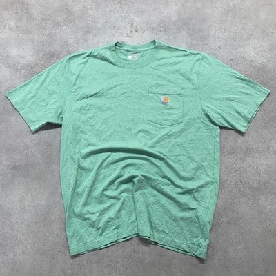 Carhartt Pocket T-Shirt Herren Large Loose Fit Workwear Crew Neck Tee, Grün