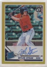 2019 Donruss Optic Rated Rookie Signatures Gold Prizm 7/10 Myles Straw Auto fm0