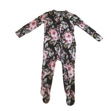 Posh Peanut Floral Bamboo Footie Pajamas Ruffle Back 3-6 Months B7 