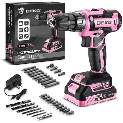 Bohrschrauber Akku DEKOPRO Pink Akkuschrauber 20V Elektro Power Set Werkzeug für