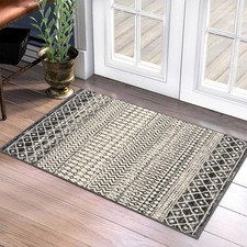 Moroccan Area Rug, 2x3 Black Distressed Entryway Rug Non-Slip Small Rug, Soft...