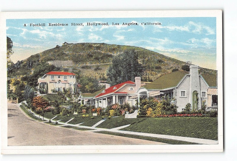 Hollywood Los Angeles California CA Postcard 1915-1930 Foothill Residence Street