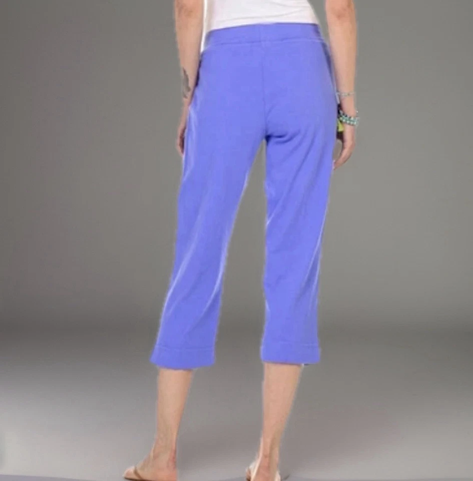 Pantalones para mujer FRESH PRODUCE pequeños púrpura llave largo capris pierna ancha usados en excelente estado Foto 3 de 4