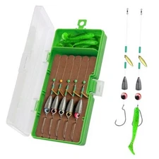 Ready Texas Rig for Bass Fishing Leaders Line Kit 3/8oz Weight-1# Hook-5pcs
