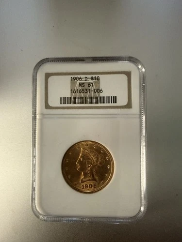 1906 $10 Gold Eagle NGC MS 61 Denver Business Strike Coin Certified 1616531-006