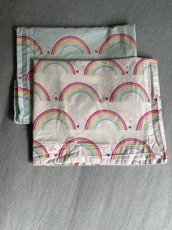 Pottery Barn Kids Organic Rainbow Pillow Shams Standard Cover Cotton- EUC