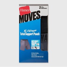 NEW Hanes sz XL 40-42" X-Temp Total Support 8" Boxer Briefs Gray Black L25