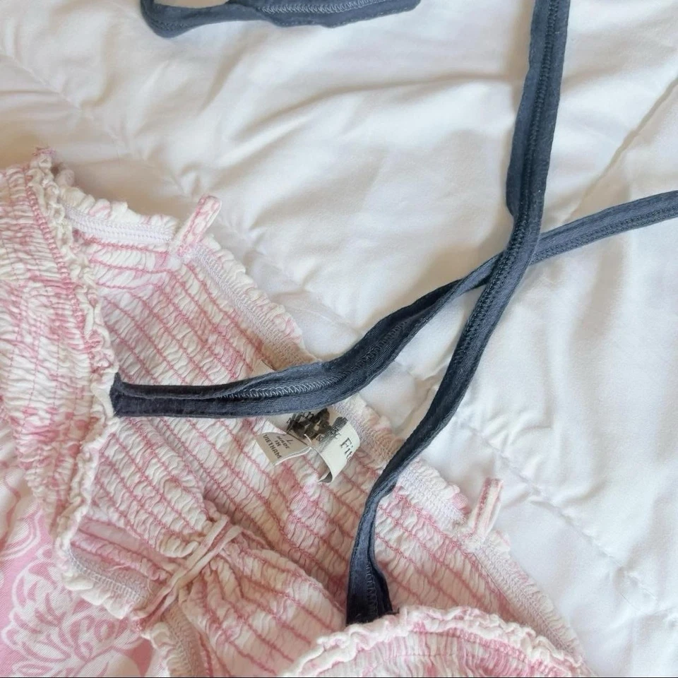 Top Babydoll Vintage Años 2000 Bebé Rosa Y Azul Marino Floral Abercrombie Para Mujer’s L Foto 4 de 4