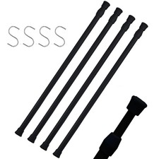 4 Packs Small Tension Rods 16 to 28 inch Spring 16" 28"-4 Pcs, Black