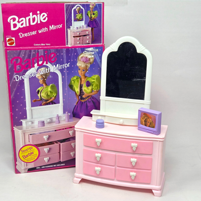 VINTAGE 1993 BARBIE DREAM HOUSE PINK DRESSER + MIRROR MATTEL # 67006 W  BONUS TV | eBay