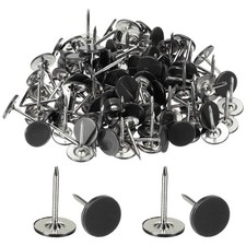 100Pcs Thumb Tacks, 7/16"x11/16" Flat Head Upholstery Push Pins, Black