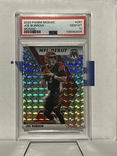 2020 Mosaic NFL Debut Rookie Card Joe Burrow #261 Mosaic Prizm PSA GEM MINT 10. rookie card picture