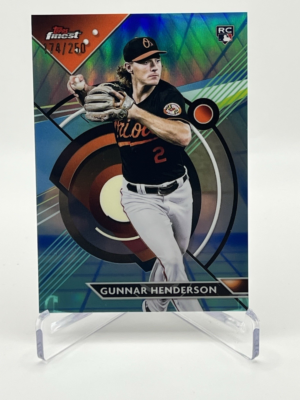 2023 Topps Finest Blue/Aqua Vapor Refractor /250 Gunnar Henderson #100 Rookie RC