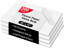 300 Sheets White Tissue Paper Bulk 20" x 14" Large Wrapping Paper for Gift Ba...