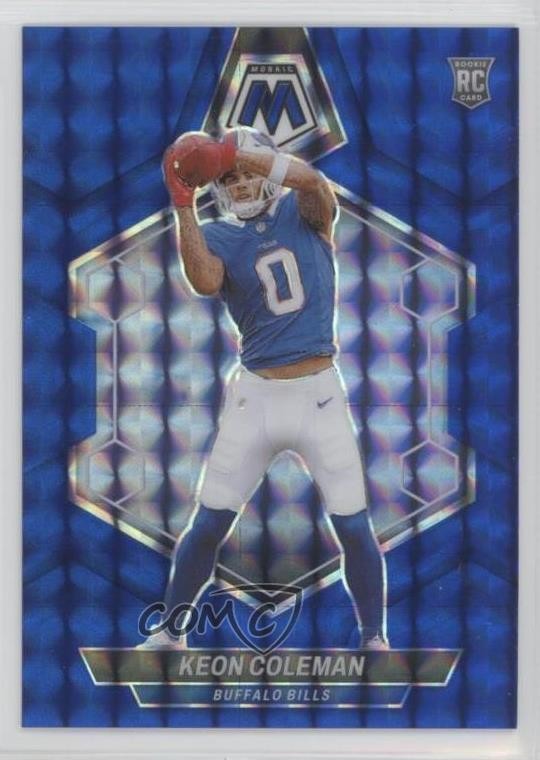 2024 Panini Mosaic Rookies Blue Mosaic Prizm 4/99 Keon Coleman #333 16i3