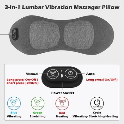 Smooth Spine Triple Fusion Back Massager 3-in-1 Electric Lumbar Support  Pillow | eBay