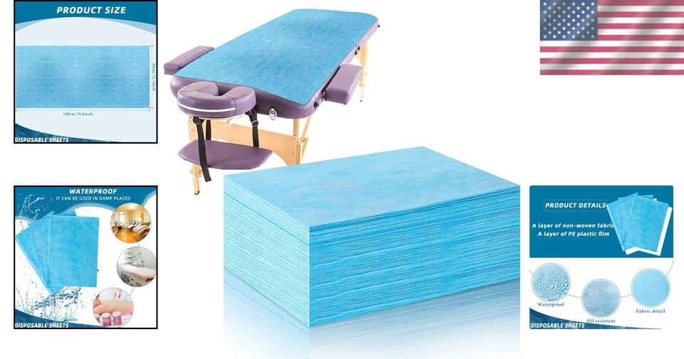 Soft Non-Woven Water Resistant Bed Sheets - 31x71 Inches, for Massage Tables - Image 2 of 4