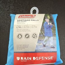 Coleman Santiago Falls EVA Rain Jacket Youth L/XL Size Blue Waterproof Outdoor