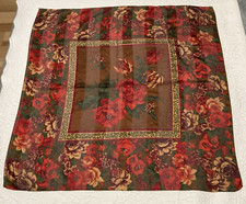 Vintage Berkshire Scarf Floral Made in Italy Reds Browns Greens