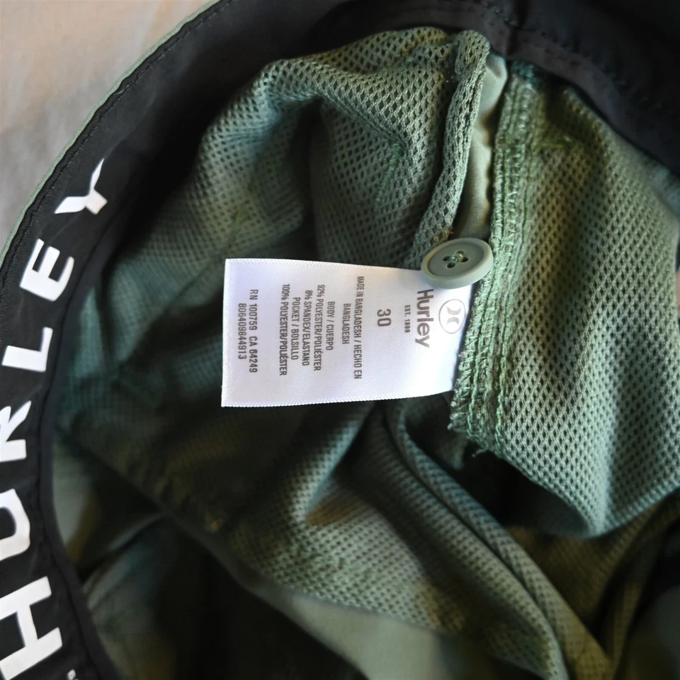 Pantalones Cortos Hurley 30x9" Negro Verde Informales Híbridos Rendimiento Golf Para Hombre Foto 4 de 4