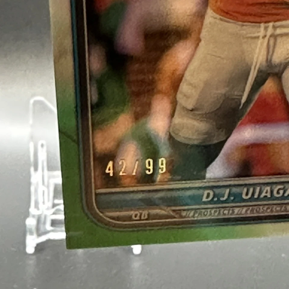 DJ Uiagalelei 2022 Bowman University 1st Chrome True Green Refractor #'d /99 RC - Image 3 of 3