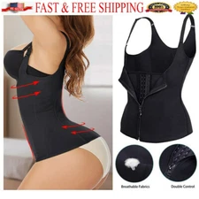 Women Waist Trainer Corset Zipper Sauna Sweat Vest Body Shaper Cincher Tank Tops
