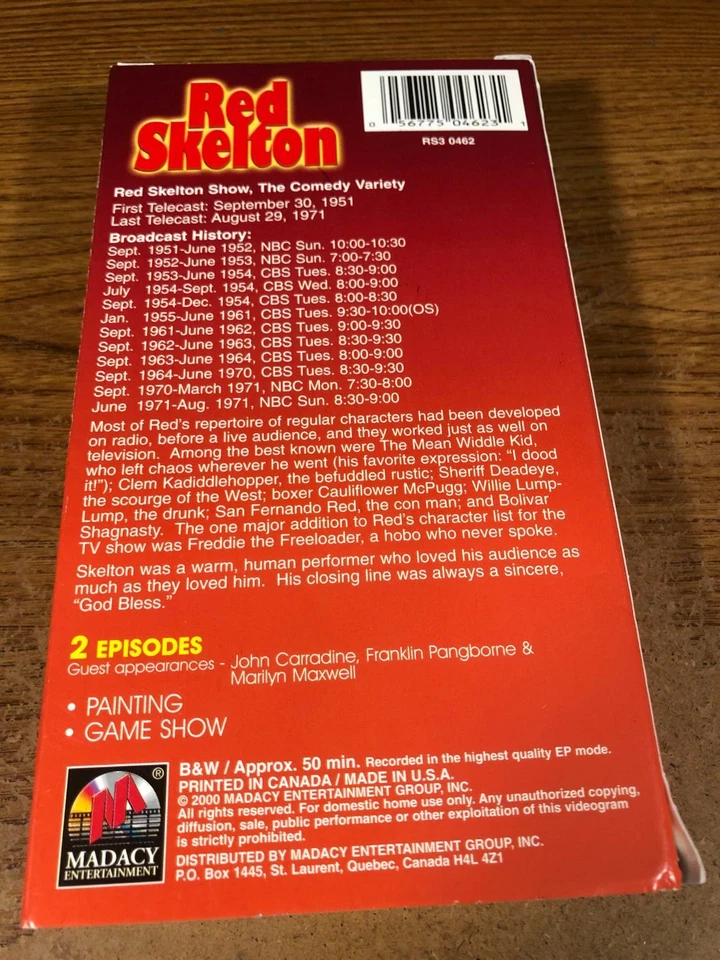 Red Skelton 2 Episodes Painting Game Show VHS VCR Video Tape Used TV - Image 2 of 4