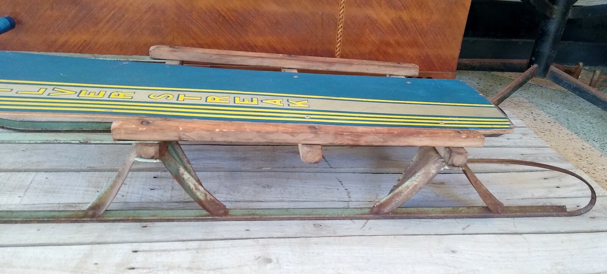 XLNT Vintage Mid Century Retro Blue Yellow Silver Streak