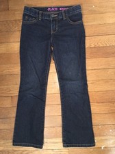 childrens place dark wash bootcut blue jeans stretch denim pants 6x - 7 girl