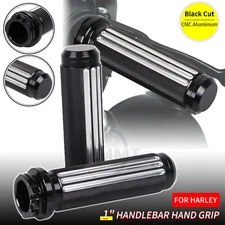 1" Motorcycle Handlebar Hand Grips Black For Harley Road King Glide Dyna Softail