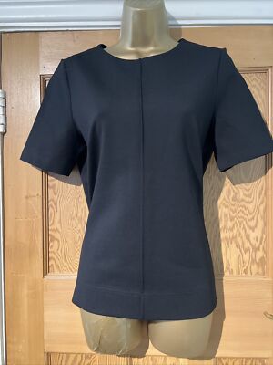 Schwarzes Oberteil Stretch-Tunika Größe 10 von M&S Collection neu mit Etikett 