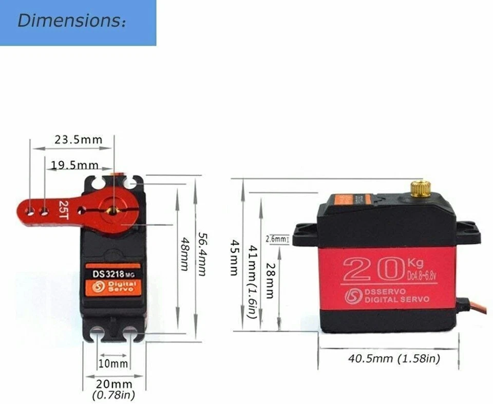 DS3218 20kg Metal Gear High Torque Waterproof Digital Servo DC Motor for RC Car - image 4 of 4
