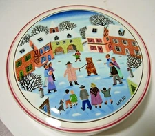 Villeroy & Boch Christmas Jewelry Box Porcelain Trinket Naif Germany Scene Snow