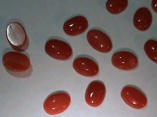 TWO PIECES  Vintage Undyed Med RED Coral Cab 7x5 A+ Natural Color