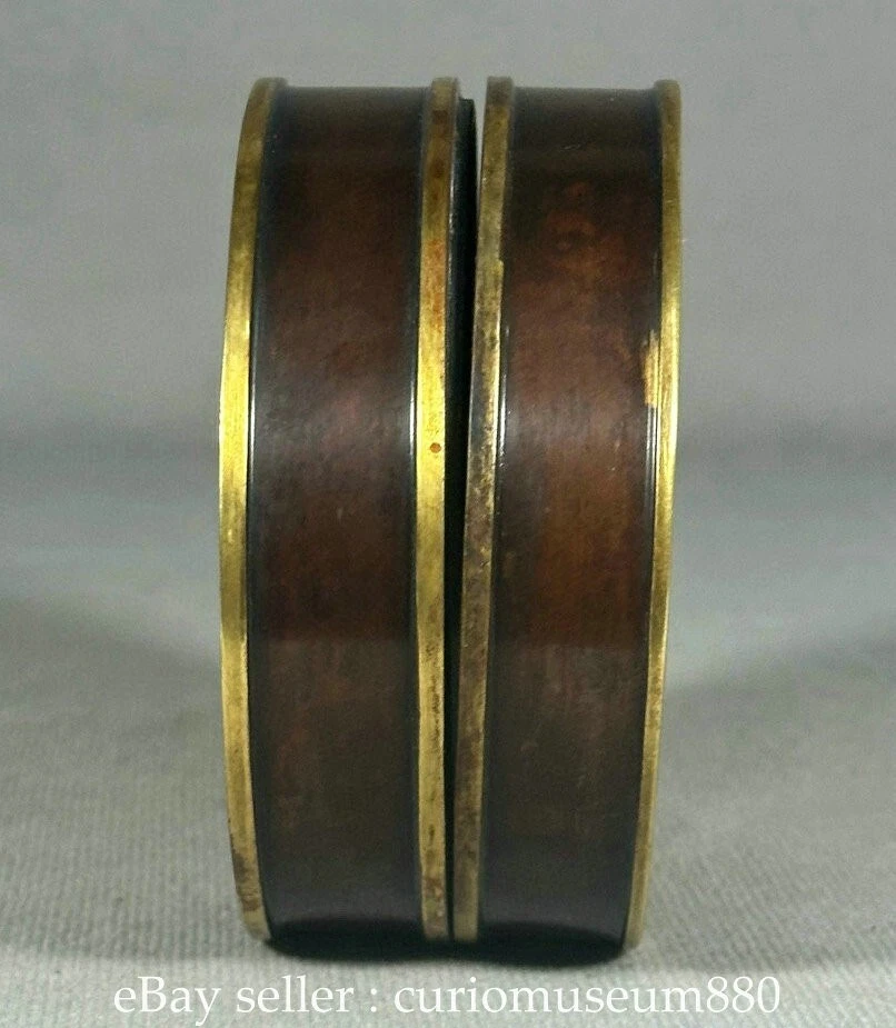 Cartucho de tinta musulmán islamismo relieve bronce púrpura chino antiguo de 4,2" Foto 3 de 4