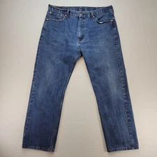 Levis 505 Jeans Mens 40x32* Blue Regular Straight Mid Rise Medium Wash Denim