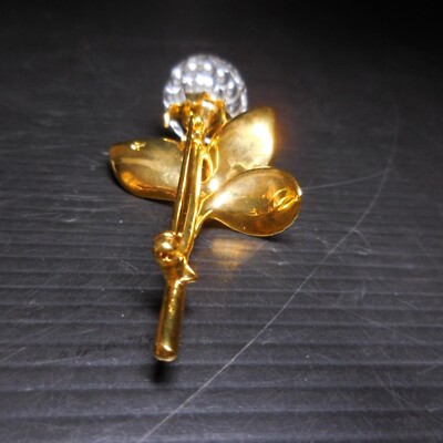Broche Dôme En Cristal Rose Plaqué Or - Occasion Bel état