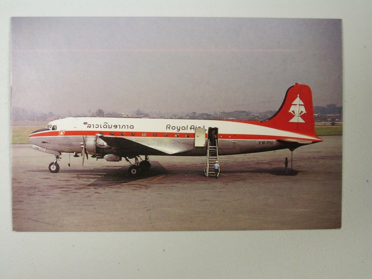 L188 Post Card Airline Airplane Plane McDouglas DC4 DC-4 Royal Air