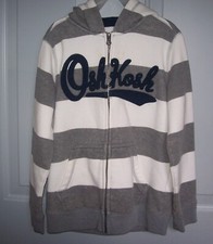 OSHKOSH B'GOSH Boy's Gray/White Zip Up Hoodie Size 8