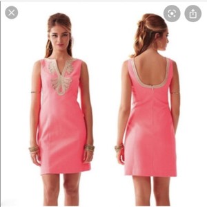 lilly pulitzer pink and gold dress