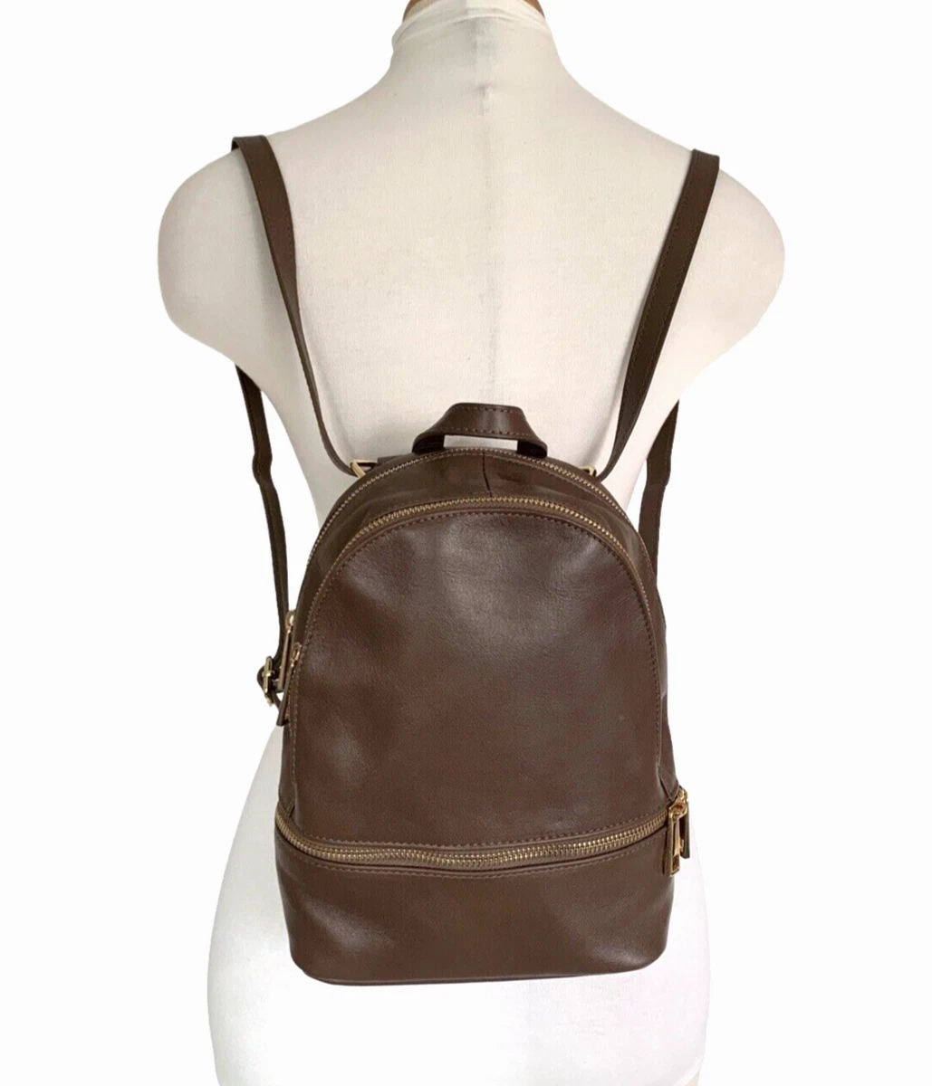 Borse In Pelle Italian Leather Backpack Crossbody Travel Brown
