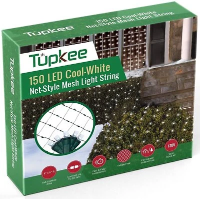 Tupkee Christmas Light Net – 150 LED Cool-White Mesh Lights - 4 ft x 6 ft –...